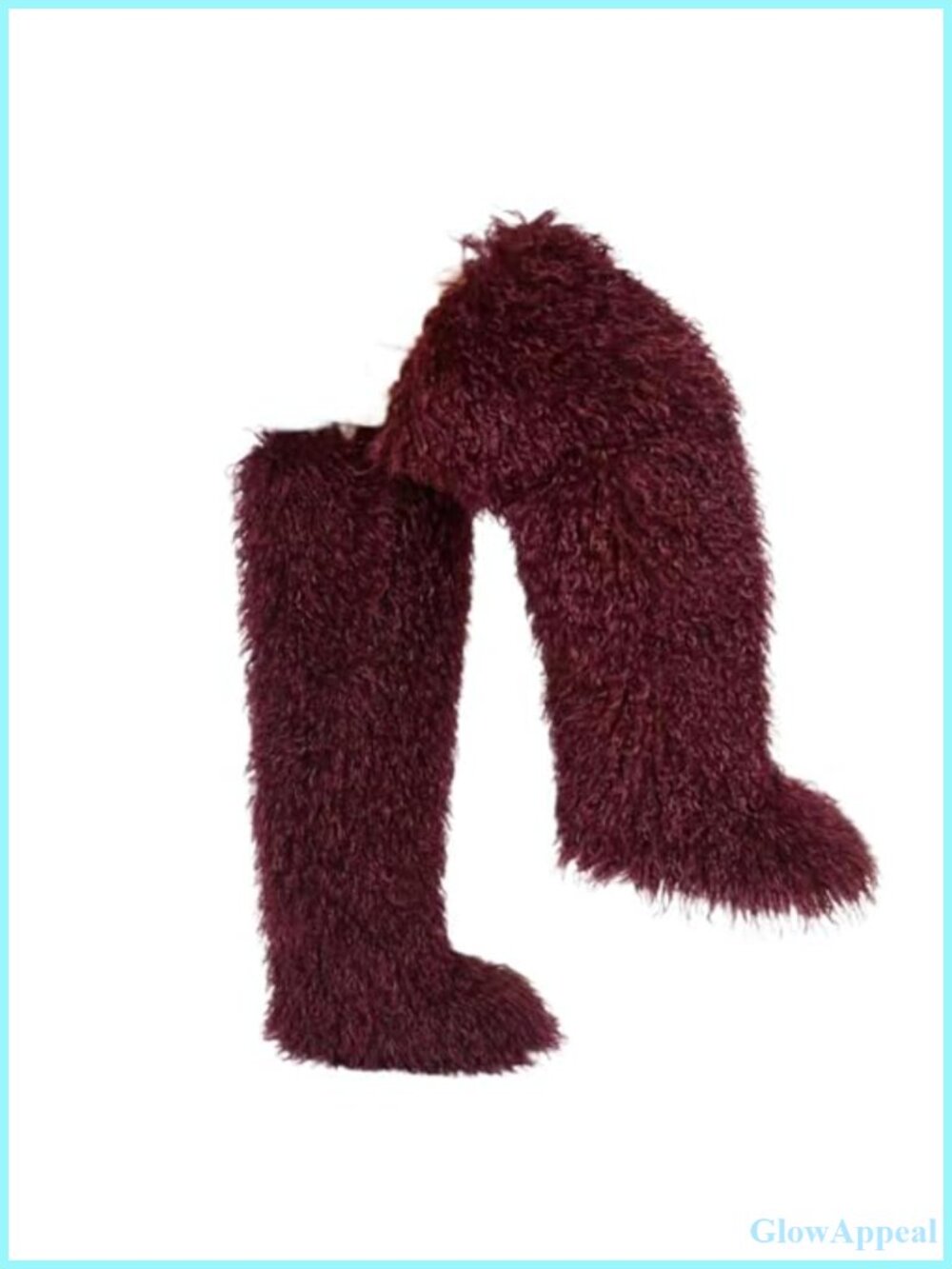 Faux Fur Thigh High Over The Knee Boots Plush Winter Pull On Flat
